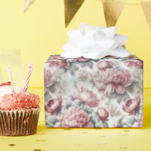 Papel De Presente Peônias Rosa País Francês