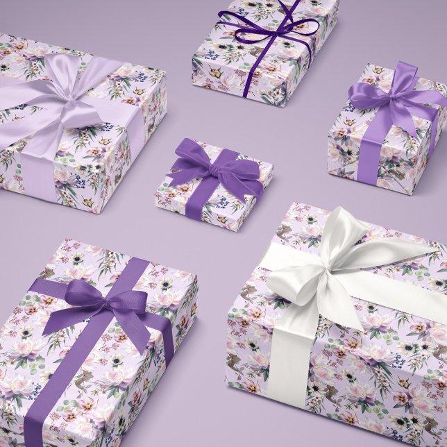 Papel De Presente Peony Anemone Hellebore Eucalyptus Orchid Rosa (Peony Anemone Hellebore Eucalyptus Orchid Pink Wrapping Paper)