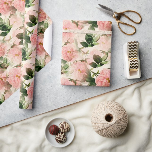 Papel De Presente Peony Elegant Floral Wraptor Paper (Artesanato)