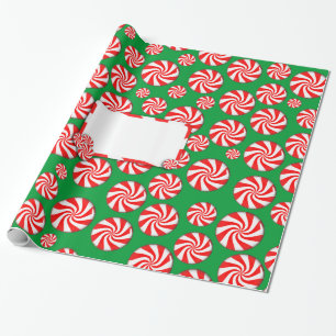 Papel De Presente Peppermint Candies com Etiqueta Gift
