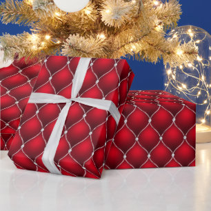 Papel De Presente Peppermint de Natal Padrão Luxuoso Vermelho Mate