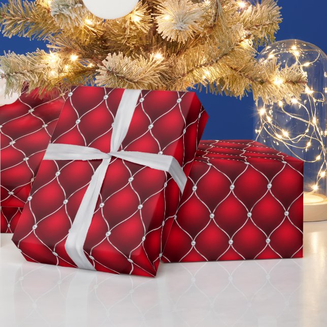 Papel De Presente Peppermint de Natal | Padrão Luxuoso Vermelho Mate (Feriados)