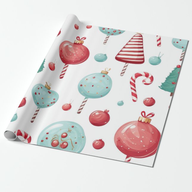 Papel De Presente Peppermint Lollipop SweetShop Christmas (Desenrolado)