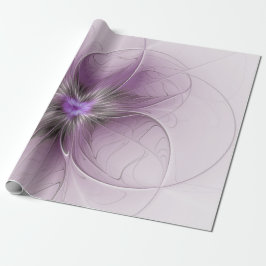 Papel De Presente Pequena Bela Cinza Mauve Moderna Flor de Arte Frac