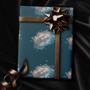 Papel De Presente Pequena Estrela Brilhante   Teal Green e Taupe Bro