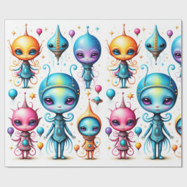 Papel De Presente Pequenas Aliens