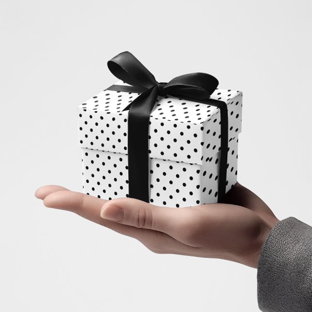 Papel De Presente Pequenas Bolinhas Pretas (Black Polka Polka Dots Wrapping Paper)