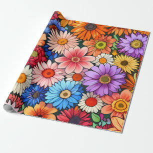 Papel De Presente Pequenas cabeças de flores bonitas