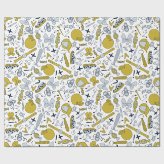 Papel De Presente Pequenas Coisas Escolares Espalhadas