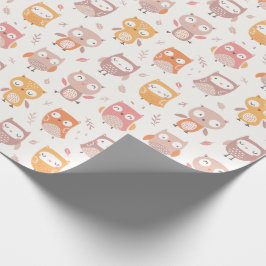 Papel De Presente Pequenas Corujas Bonitas em cores mudas