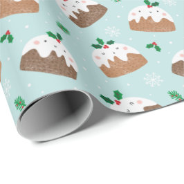Papel De Presente Pequenas criaturas de natal bonitas em azul claro