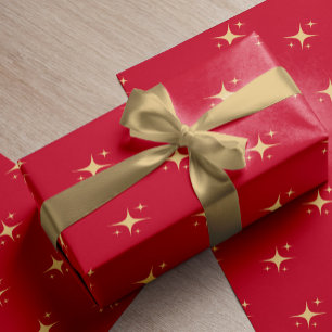 Papel De Presente Pequenas estrelas de ouro modernas e minimalistas