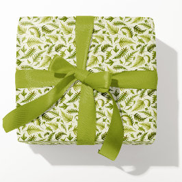 Papel De Presente Pequenas Folhas de Fern Verde
