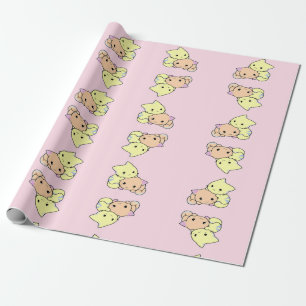 Papel De Presente Pequenas gatinhos bonitas a rosa