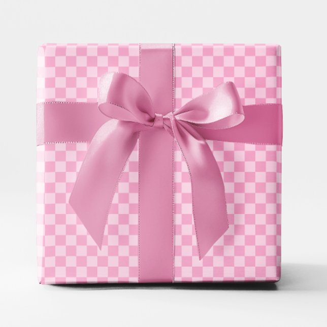Papel De Presente Pequenas Rosas claro Verificadas (Small Light Pink Checkered Wrapping Paper)