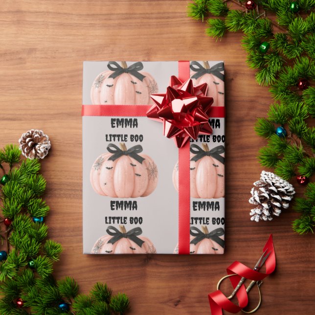 Papel De Presente Pequeno Boo Personalizado Pumpkin do Halloween (Presente de Natal)