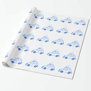 Papel De Presente Pequeno carro azul