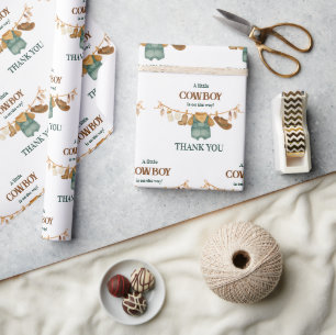 Papel De Presente Pequeno Caubói Roupas de Caubói para Bebê Chá de B