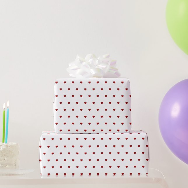 Papel De Presente Pequeno Coração Vermelho Branco Vermelho (Presentes para festas)