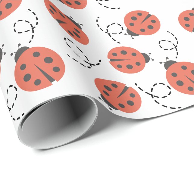 Papel De Presente Pequeno Inseto Ladybug (Ponta do rolo)