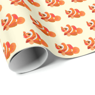 Papel De Presente Pequeno Peixe Laranja