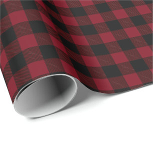 Papel De Presente Pequeno Rolo de Natal Xadrez Vermelho em Tartan