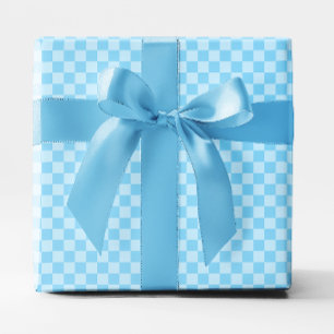 Papel De Presente Pequeno Xadrez Azul Bebê