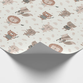 Papel De Presente Pequenos animais bonitos em tons de terra