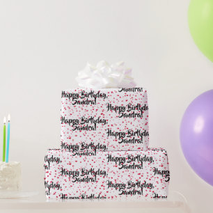 Papel De Presente Pequenos Corações Vermelhos, Feliz Aniversário Per