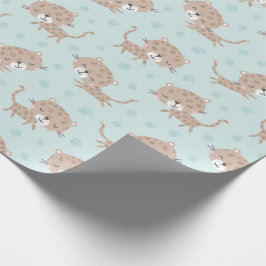 Papel De Presente Pequenos Leopardos e pegadas
