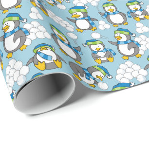 Papel De Presente Pequenos pinguins de fundo