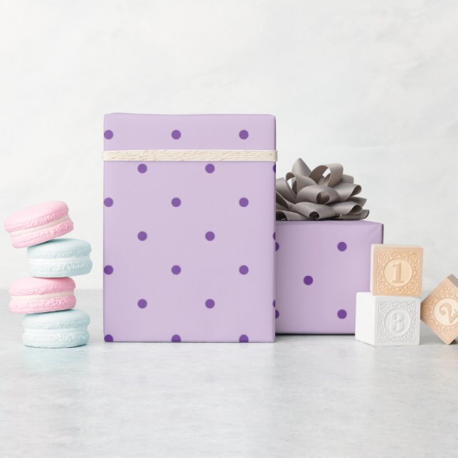 Papel De Presente Pequenos pontos de polca roxos no presente roxo cl (Chá de bebê)