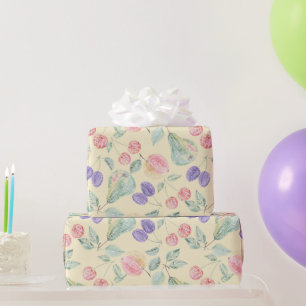 Papel De Presente Pera, Maçã, cereja, ameixa, fruta