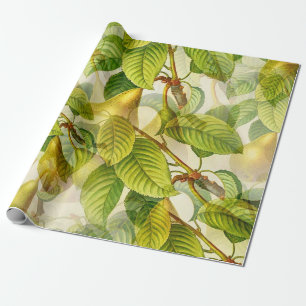 Papel De Presente Peras e folhas