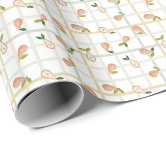 Papel De Presente Pêras verão piquenique xadrez gingham neutro