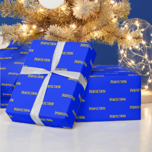 Papel De Presente Perfeição Personalizada Azul Elegante Dourado