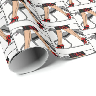 Papel De Presente Pernas Art Deco Mulheres Greyhound Whippet Cão R