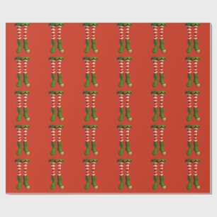 Papel De Presente Pernas Divertidas de Elfo   Travessuras do Polo No