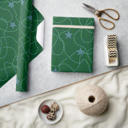 Papel De Presente Pérola Estrela Azul Verde Floresta Profunda Guarla