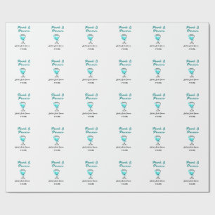 Papel De Presente Pérolas e prosecco chá de noiva azul preto nome