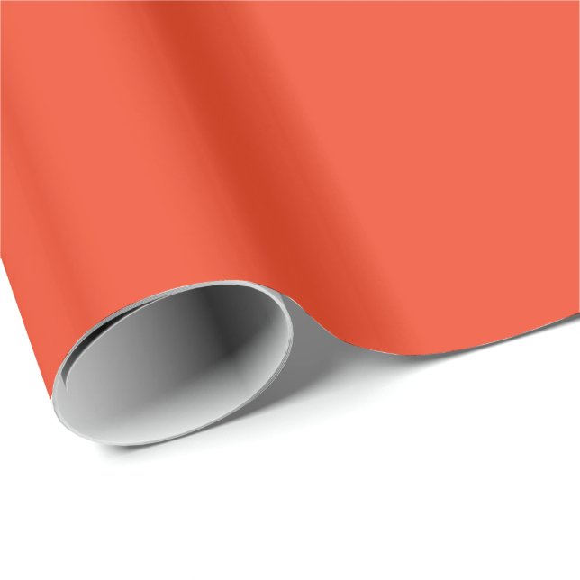 Papel De Presente PERSIMMON (cor vermelha-laranja sólida) ~ (Ponta do rolo)
