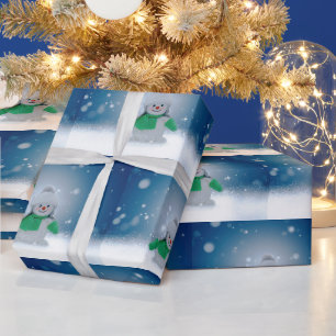 Papel De Presente Personagem adorável de boneco de neve de Natal do 