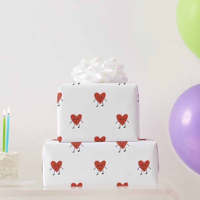 Papel De Presente Personagem Corações (Presentes para festas)