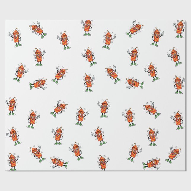 Papel De Presente Personagem de cartoon de fogo de artifício com ócu (Aberto)