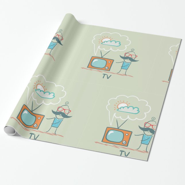 Papel De Presente Personagem de desenho animado engraçado de televis (Desenrolado)