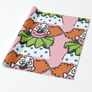 Papel De Presente Personagem de Palhaço Caprichoso com Cabelo Laranj