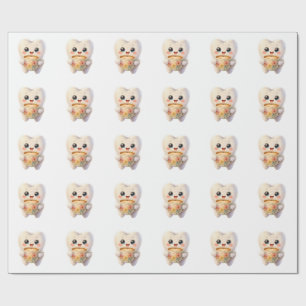 Papel De Presente Personagem Kawaii Amante de Café Odontológico Fofo