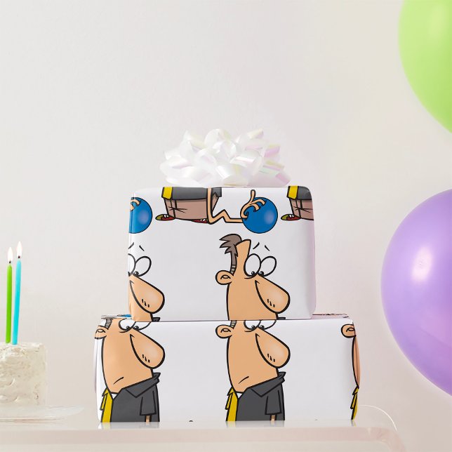 Papel De Presente Personagem Sad Bowler Engraçado com Bola de bolich (Criador carregado)