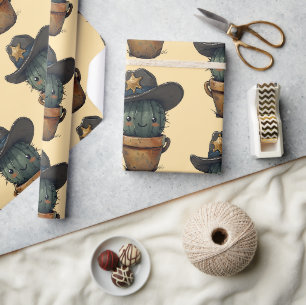 Papel De Presente Personagem Xerife Cacto Espinhoso