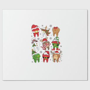 Papel De Presente Personagens Dentários de Natal Adoráveis Diversão 